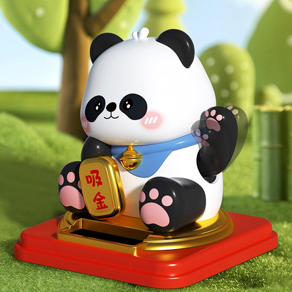 3-дюймовый панда на солнечной батарее, украшение для автомобиля, подарок на удачу, автоматическое качание рукой, подарок на открытие бизнеса, солнечная панда, счастливый талисман