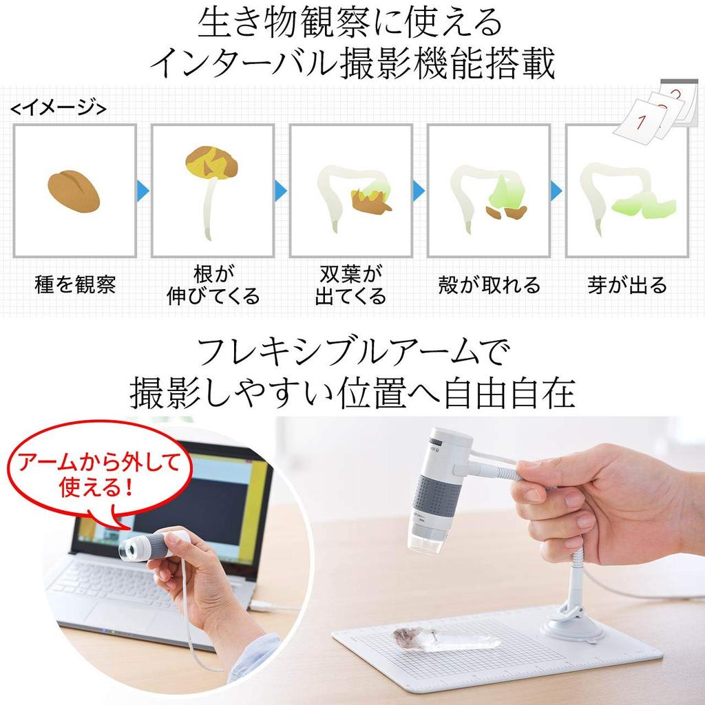 Микроскоп Sanwa Direct USB-подключение Сохранение на ПК до 250x 2 миллионов пикселей Интервальная съемка Совместимый цифровой микроскоп Проверка/напрямую