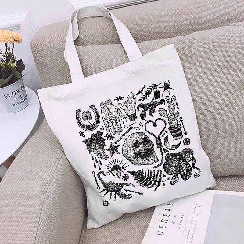 Harajuku винтажная холщовая сумка с забавным мультяшным аниме-принтом Ulzzang Shopper женская сумка на плечо Kawaii сумка большой вместимости Y2K Bag