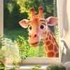 Мультяшные наклейки на окно с жирафом, смешные водонепроницаемые наклейки с животными для стекла, многоразовые статические ПВХ наклейки для декора гостиной, спальни, стеклянной двери