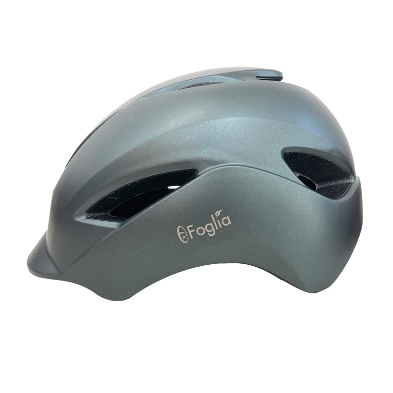 FOGLIA Urban Long Bicycle City CE Compliant with European Standards Helmet, Brim, Helmet, Adults, Black, Riding, Standards, TWT-004-BK