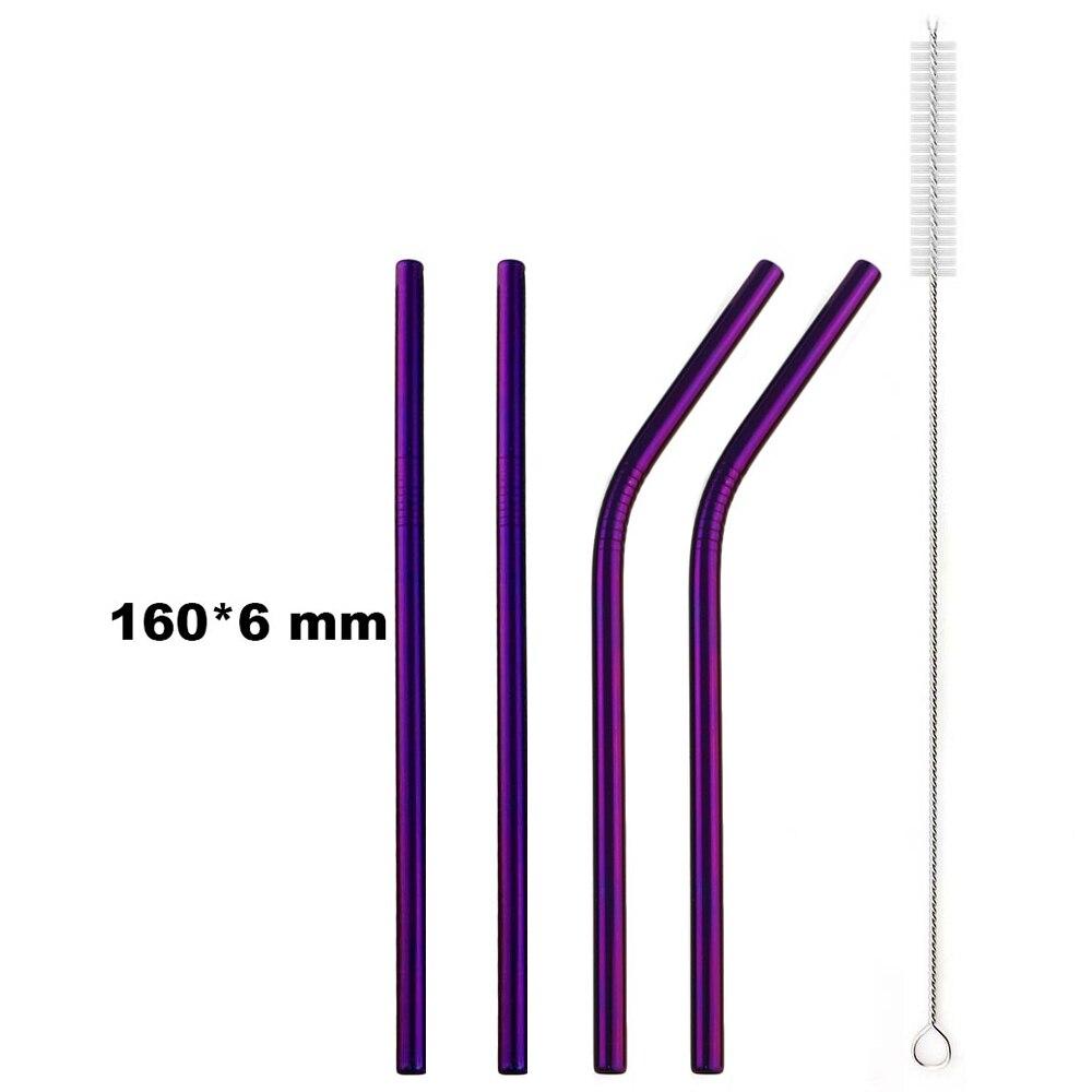 Металлическая золотая соломинка, 4 шт., с щеткой для чистки посуды, соломинка из нержавеющей стали 304, многоразовые соломинки для питья