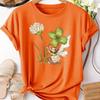 Женская летняя футболка в стиле ретро, модная, с коротким рукавом, повседневная, с принтом растительности