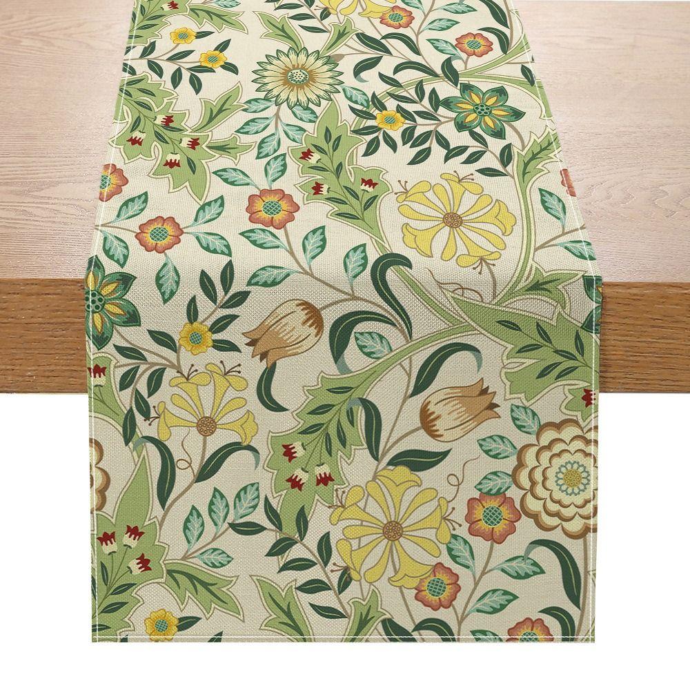 Flourishing Flowers Table Cover Pastoral Style Tablecloth Floral Table Runner  Home Decor