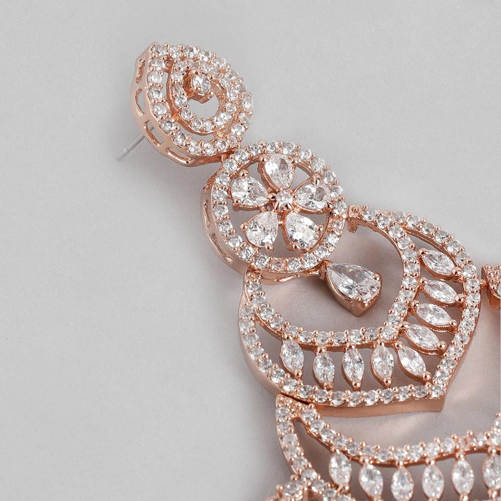 Женские серьги Estele с блестящими подвесками из розового золота с CZ