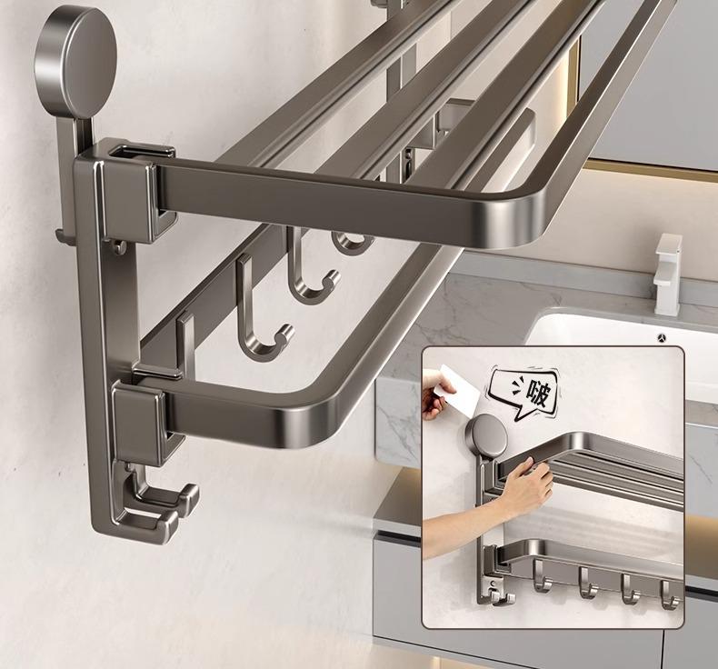 Прочная настенная двойная вешалка для полотенец на присосках без сверления для ванных комнат