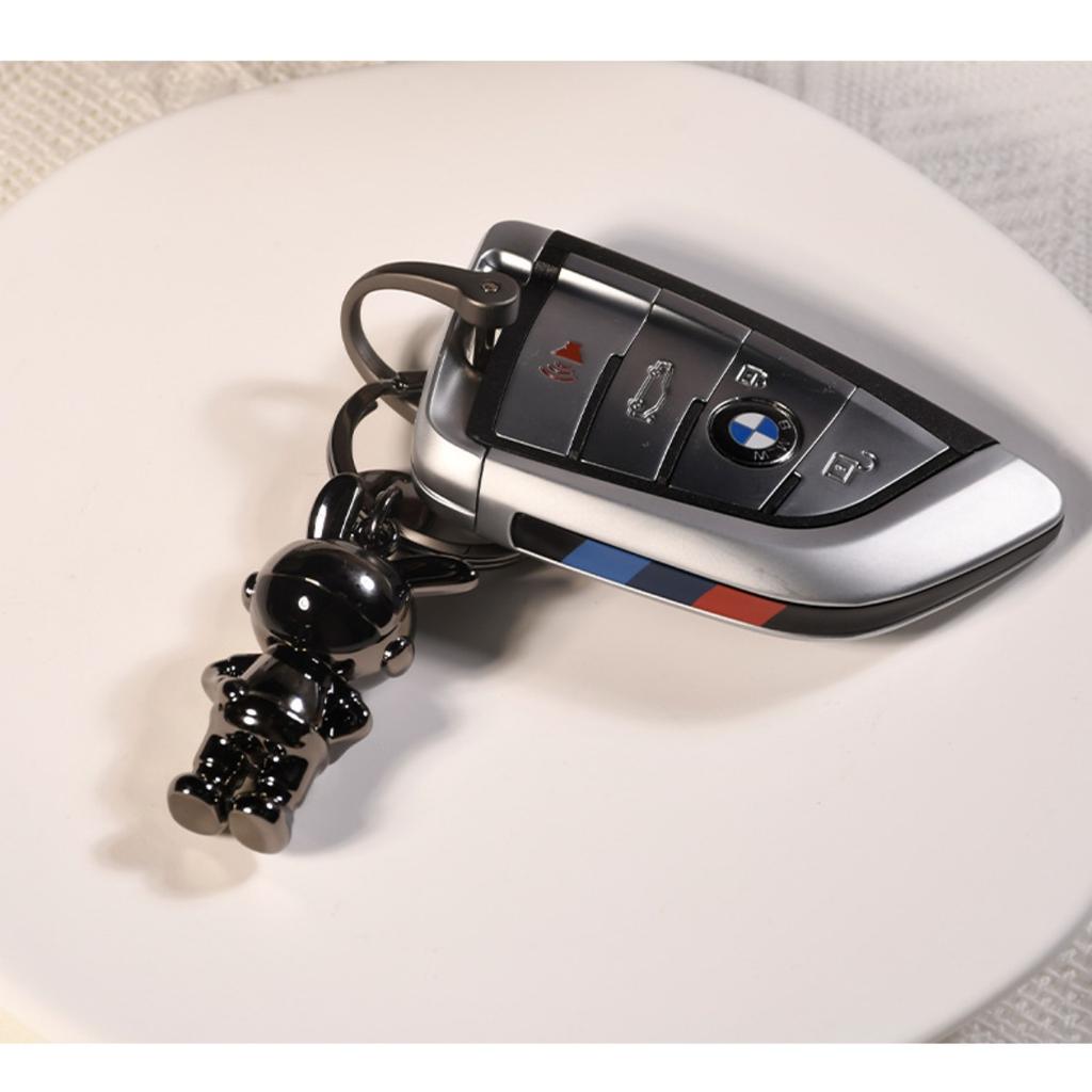 Light luxury woven rope car keychain, astronaut bunny jewelry key chain, cute pendant pendant for men and women