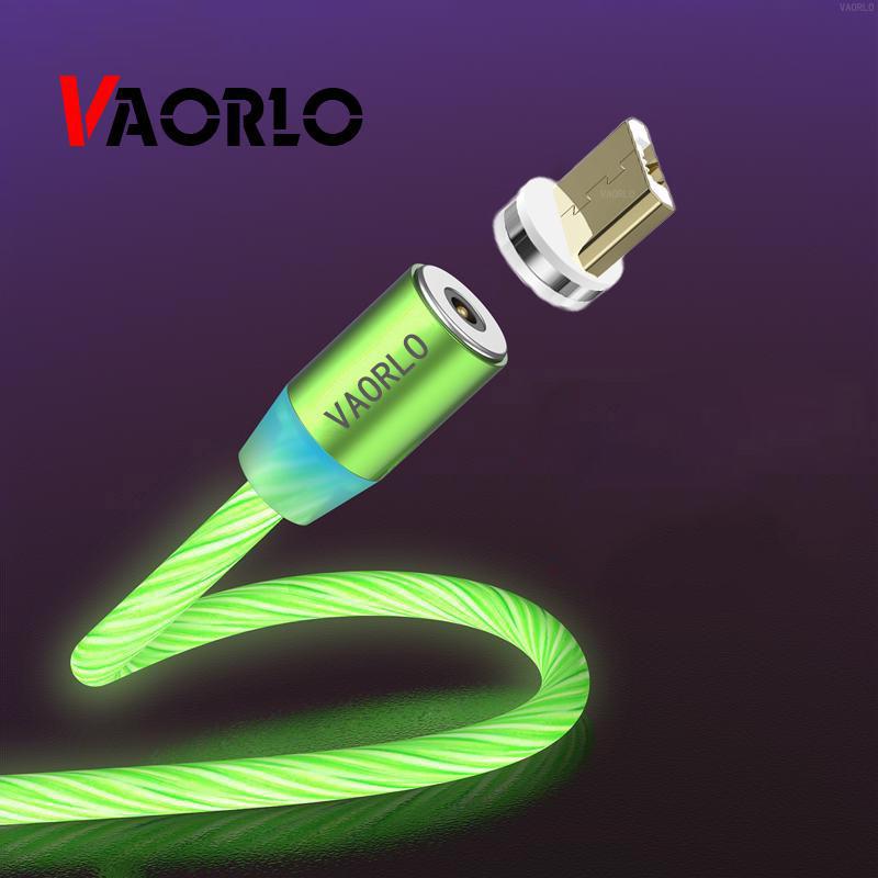 VAORLO Glowing Magnetic Charging Cable Cable + Plug Quality For Micro Type-C 8 Pin Easy Charging Fashion USB Charge