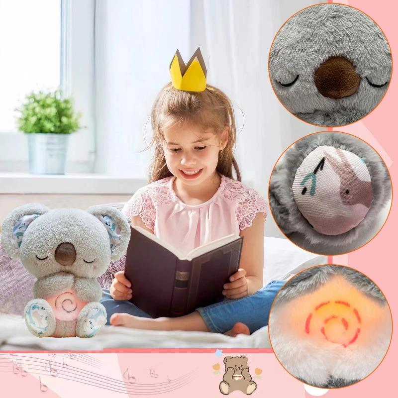 Breathing Koala Baby Sleep and Playmate Koala Musical Stuffed Plush Toy with Light Sound Newborn Sensory Comfortable Baby Gifts