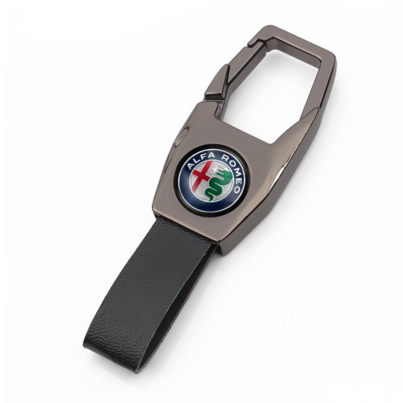 KYMI3 Zinc Alloy Car Key Chain Boutique Keychain Keyring Pendant Car Interior For Alfa Romeo 4C 159 166 Spider Giulia 156 147 8C GT