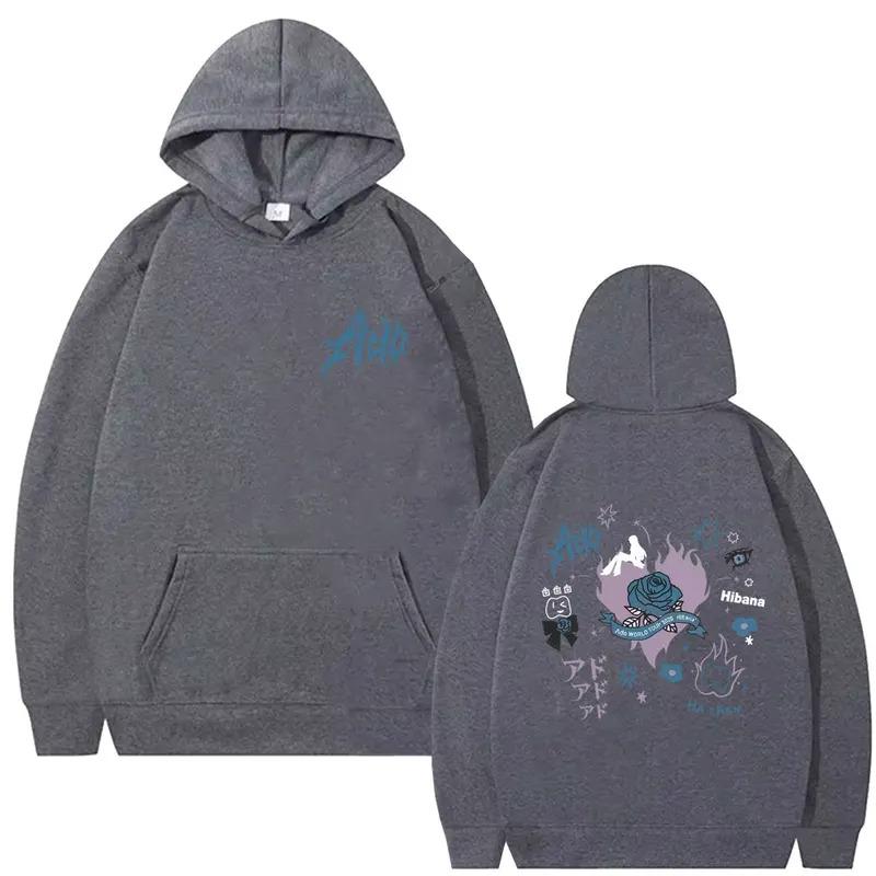Ado World Tour 2025 Hibana Hoodie Мужская и женская одежда Модный пуловер в японском стиле Мужской повседневный хлопковый винтажный спортивный костюм с капюшоном
