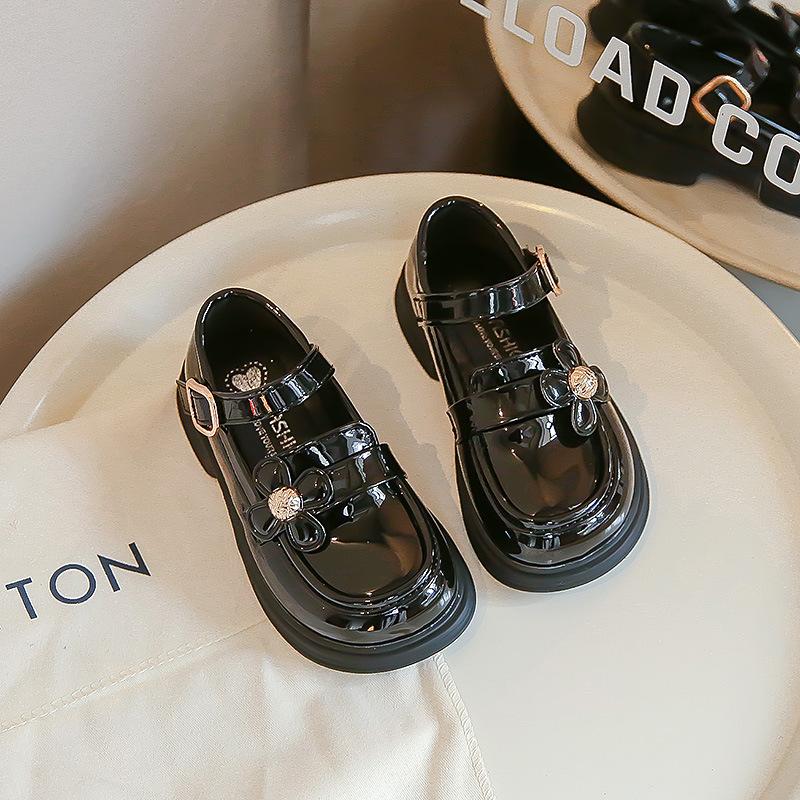 Маленькие кожаные туфли для девочек, новые туфли в британском стиле для маленьких девочек, детские черные туфли принцессы, туфли-лодочки