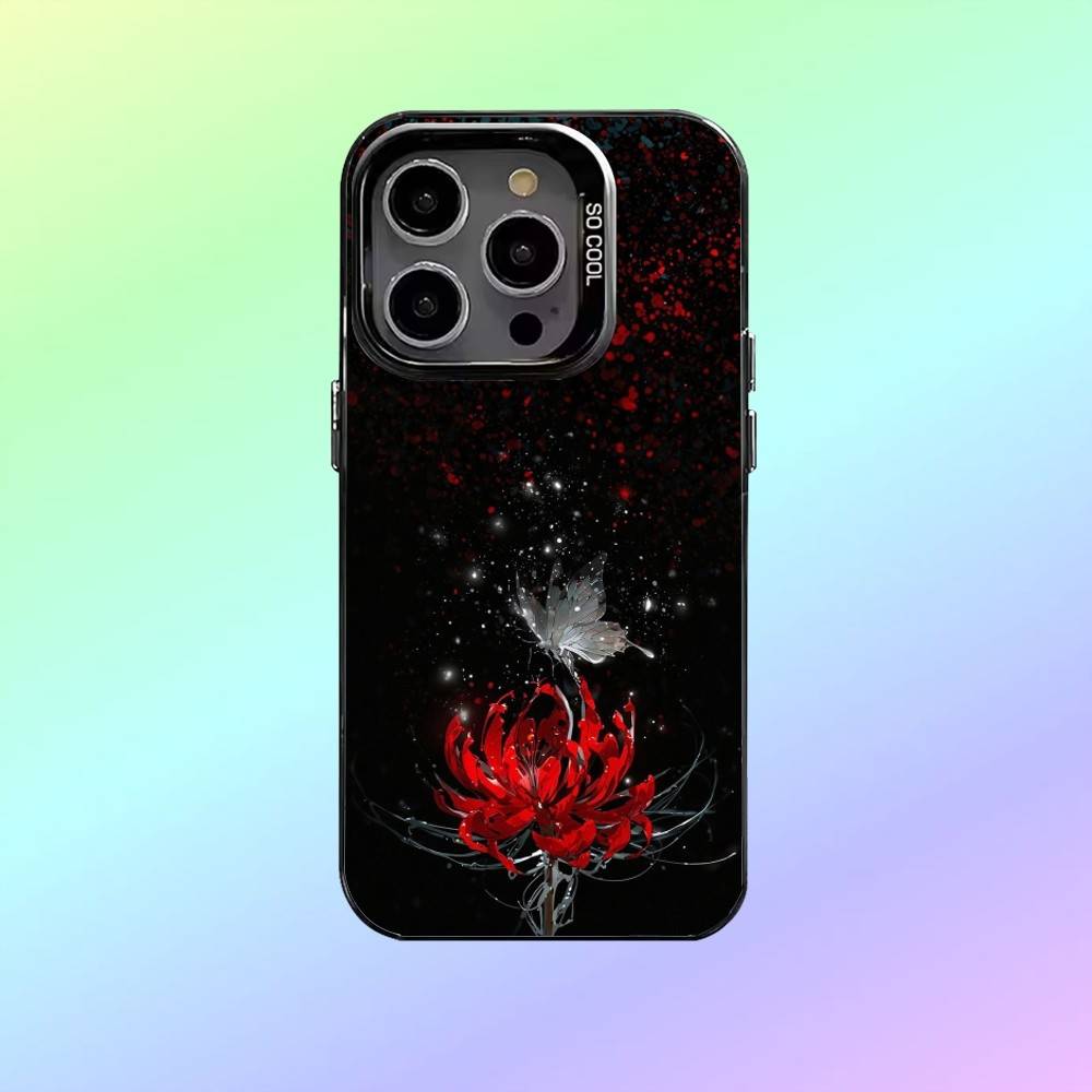 Чехол для телефона Красный Паучий Лилия Для iPhone17,16,15,14,13,12,11 Plus,Pro Max Черный Конфетный Матовый Ударопрочный Чехол