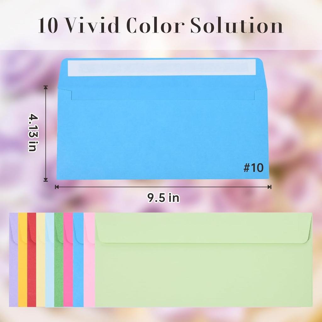 Keketer 50 Pack #10 Colored Business Envelopes Self Seal, 4.13 x 9.49 Inches Standard for Office, Business Checks, Invoices, Letter Mailing, Letters,