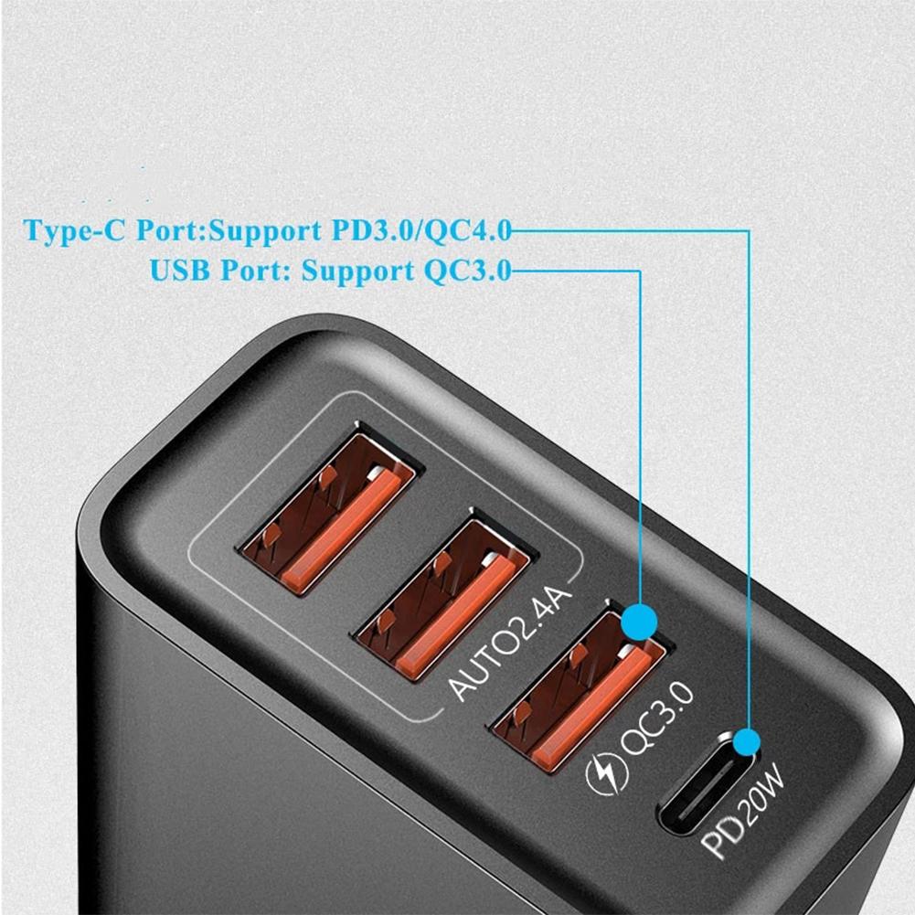20 Вт PD 4 порта USB 5 В 4 А Адаптер питания для зарядки Зарядное устройство для мобильного телефона QC3.0 Зарядка EU/US Штепсельная розетка Дорожное зарядное устройство 110 В 220 В