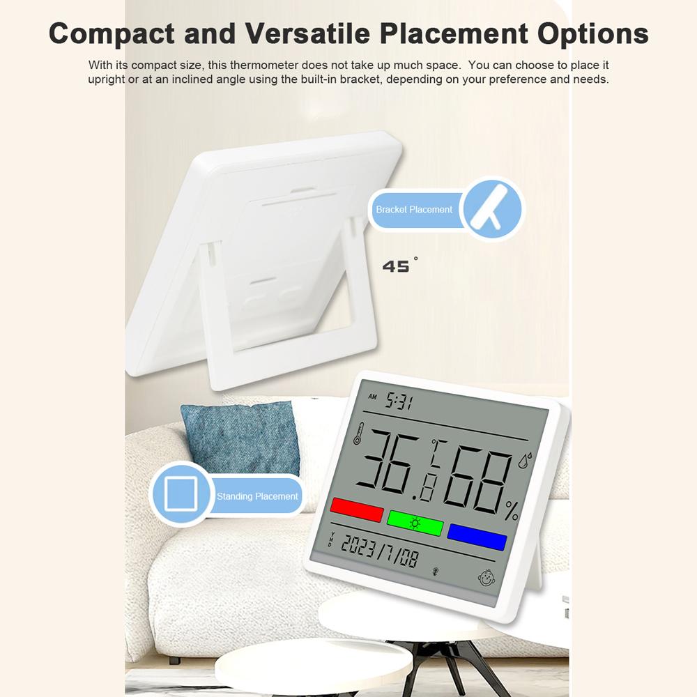 Digital Indoor meter Hygrometer Home Accurate LCD Temperature Humidity Gauge Monitor with Time/Date Display Comfort Indicator Support /Stopień
