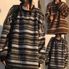 Women Sweater Stripe Vintage Style Slouchy Oversized Fall Sweater for Daily Wear