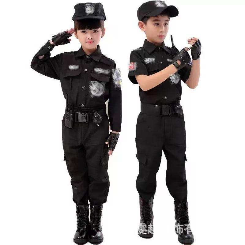 Детская полицейская форма для выступлений - Костюм для ролевых игр SWAT для детей, Стиль спецназа, Наряд маленького офицера, День защиты детей 1 июня.