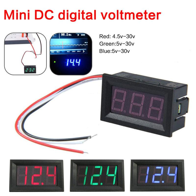 4.5V-30V Waterproof Digital Voltmeter Car Boat Motorcycle 0.56inch LED Display Volt Voltage Meter Mini Tester Panel Ammeter