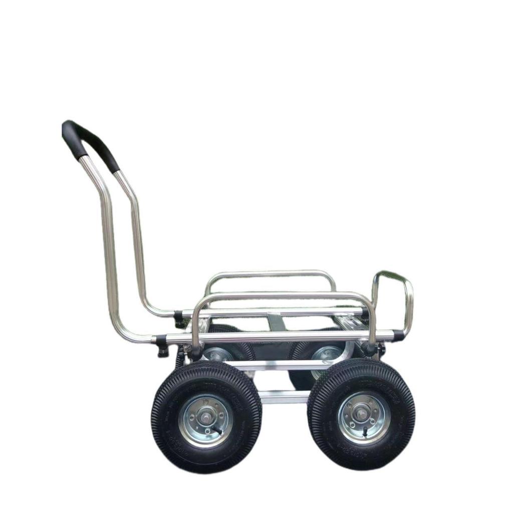 Aluminum Silent Flatbed Hand Truck with Guardrail