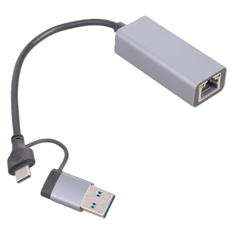 Алюминиевые USB C Ethernet-адаптеры 5000/2500/1000 Мбит/с Высокоскоростные RJ45 Конвертеры Plug and Play Для Ноутбука ПК