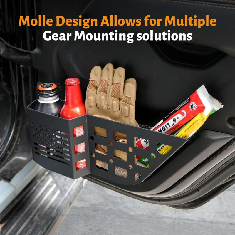 Metal Rear Door Storage Box Compatible with 2018-2025 Jeep Wrangler JL JLU 4XE & 2020-2025 Gladiator JT, Insert Organizer