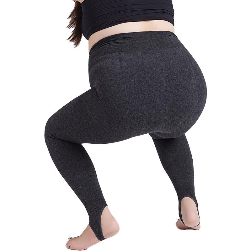 Большие черные бархатные утолщенные леггинсы с высокой талией - утягивающие колготки без паха для зимы