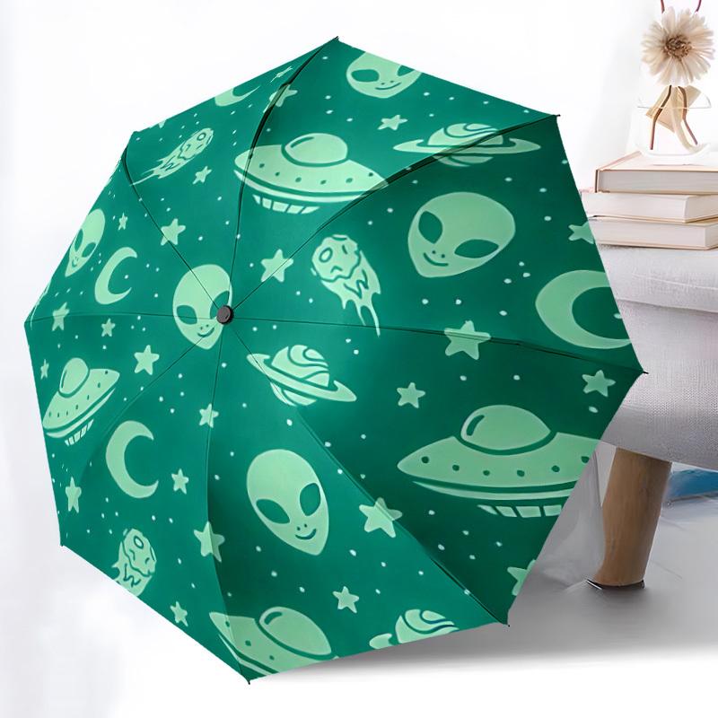 1pc Alien Space Automatic Open/close Folding Compact Umbrella, 8-Rib Sturdy Canopy, Lightweight Portable, Everyday Use, Gift,164