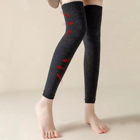 1 Pair Women Knitted Leg Warmer Fall Winter Thick Fleece Sweat Absorbing Warm Solid Color Stretch Above Knee Girls Knit High Boot Stocking Socks