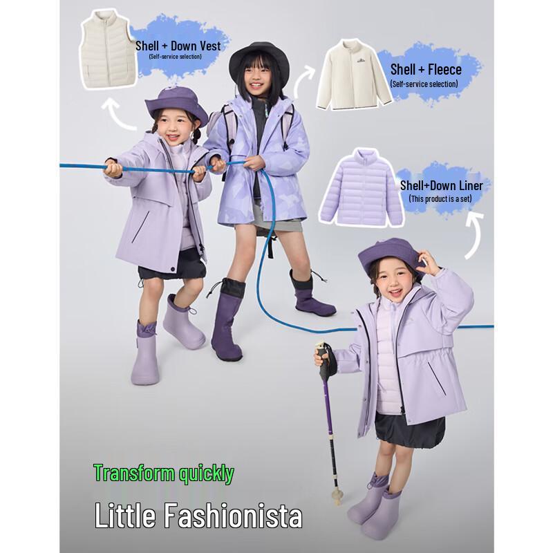 Bosideng Girls' 3-in-1 Long-Sleeve Lightweight Down Jacket