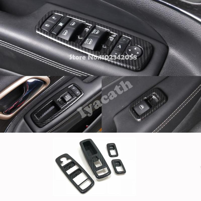 For Jeep Grand Cherokee WK2 2011- Interior ABS carbonfiber Car Window Lift Button Glass control Switch Panel Cover stikcer