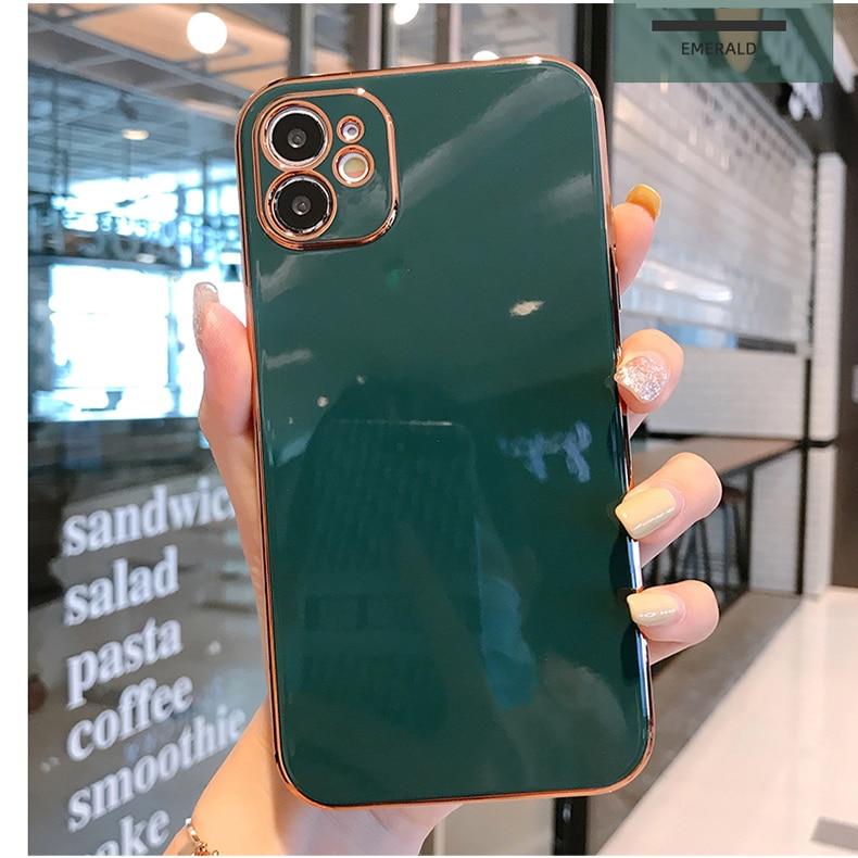 Роскошный позолоченный гальванический чехол для iPhone 11 Pro Max 8 Plus 7 XR XS X, силиконовая защита объектива 12 Pro Max SE 2020, чехол