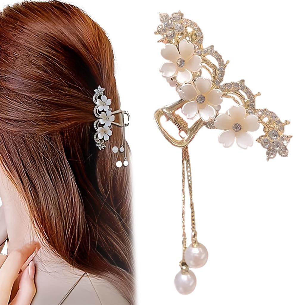 Elegant Glitter Women's Hair Claws Light Luxury Rhinestone Flower Butterfly Hair Clip Half Zip Hairpin Jewelry Hair Accessories