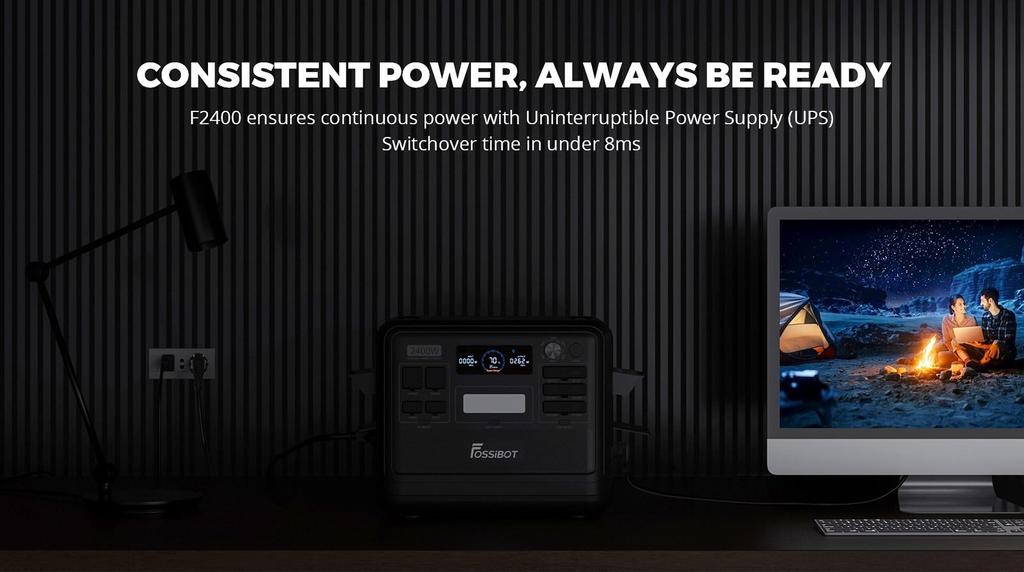 FOSSiBOT Портативная электростанция F2400, аккумулятор LiFePO4 2048 Вт·ч, выходная мощность солнечного генератора 2400 Вт, 16 выходных портов