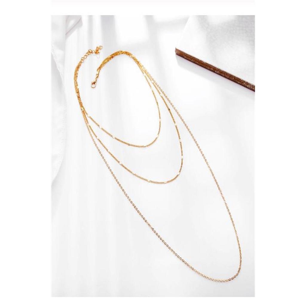 Женское тройное ожерелье-цепочка с хересом, позолоченное многослойное ожерелье, колье, длинное множественное ожерелье