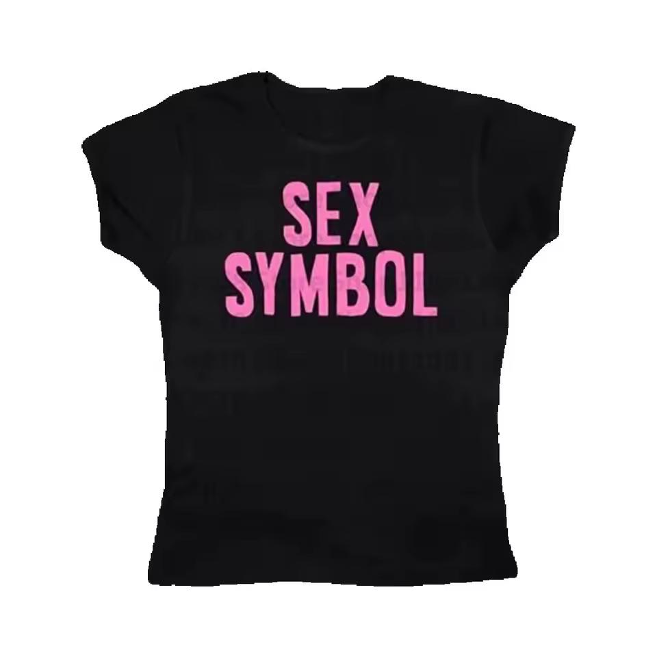 Sexy Symbol Letter Gothic Women T-shirt High Street Sexy Tees Harajuku Short Sleeve Fairy Grunge Skinny Y2k Clothes Crop Tops
