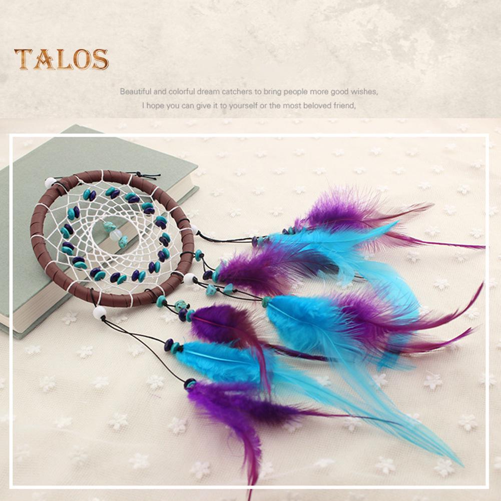 Мечтатель перо бирюзовый шарик Ловец снов подвесной кулон ремесло настенный автомобиль подарок домашний декор