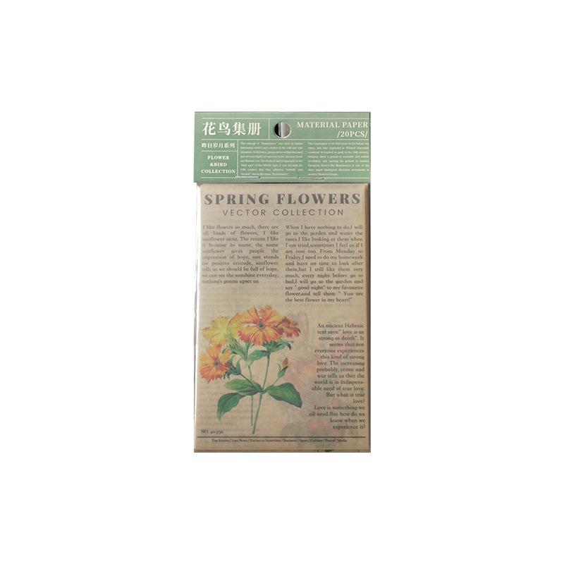 Vintage Days Sticker Set 20 Sheets, Retro Journal Decorations, Memory Theme Scrapbooking Paper