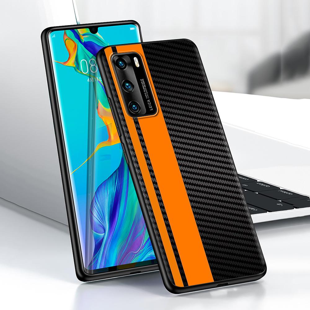 Sports Car Carbon Fibre Case for Huawei P30 P Smart Z P40 Lite E P20 Y6 Y7 Y9 Honor 8X Play 9A 50 20 Pro Black Soft Phone Cover