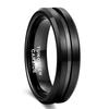 Tungsten Steel Simple Wide Band 6 8mm Grooved Brushed Unisex Two Tone Stainless Steel Ring