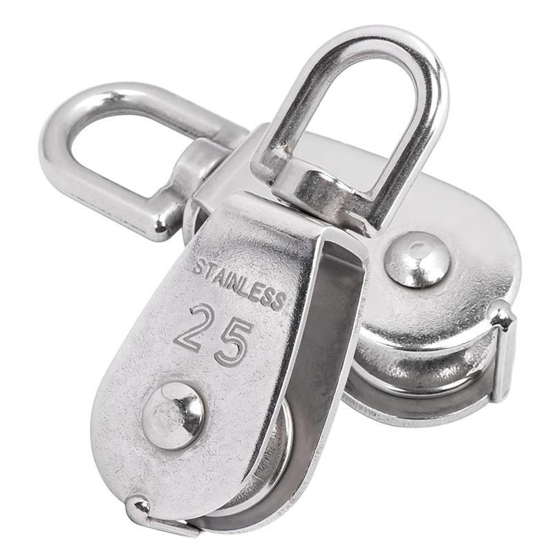 Хороший-M25 Одинарный блок с крюком для рывка, подъемный кран, сверхмощный поворотный крюк, нержавеющая сталь 304, трос 1/4 дюйма, нагрузка 330 фунтов (4шт) Ты