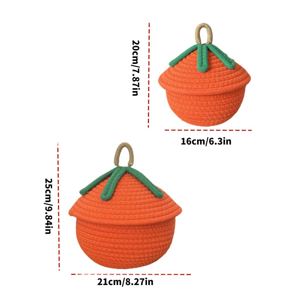 Корзина для хранения из хлопковой веревки в форме тыквы, плетеная вручную, для закусок, настольный органайзер для дома или офиса, украшение прихожей