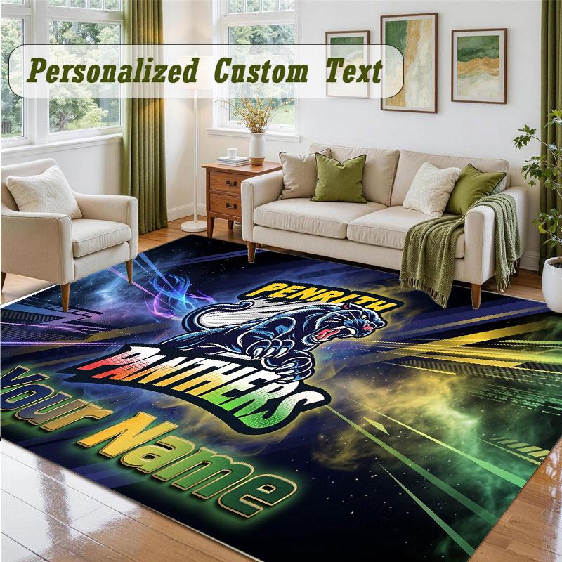 Crystal Velvet Square Rug Custom NamePenrith Panthers Pattern Non Slip Home Floor Decor Rug