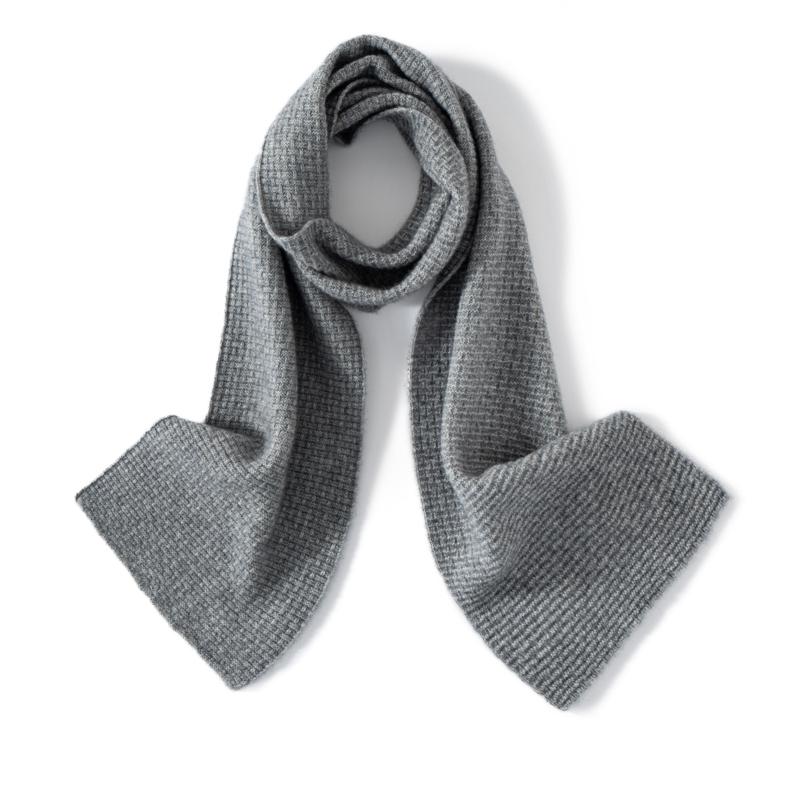 Solid Color 100% Cashmere Thickened Knitted Mid-Length Scarf Winter Fashionable Warm Unisex Scarf for Couples Festival Gift