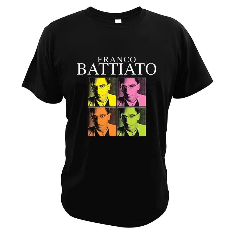 Franco Battiato T Shirt For Men Progressive Rock Celebrative Commemorative Rip TShirts Summer Premium 100 Cotton Top EU Size