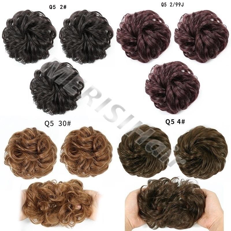Synthetic Bun Extensions Curly Messy Bun Hair Scrunchies Elegant Chignons for Women and Girls