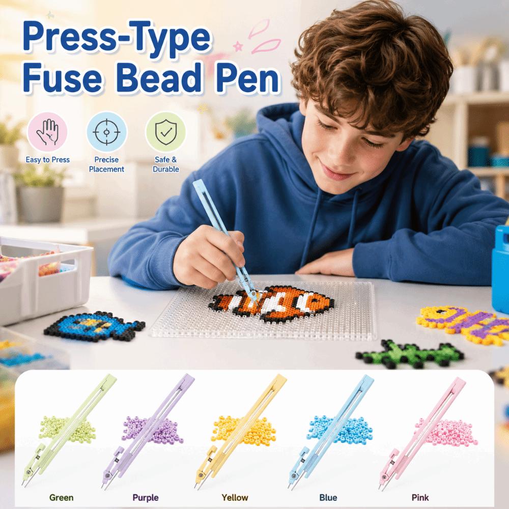 Handheld Press-Type Fuse Bead Pen 2in1 Perler Bead Placement Pen Storable Bead Pen Handmade Craft