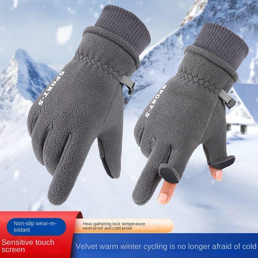 Windproof Touch Screen Gloves Thicken Finger Flip Cover Gloves 2023 New Ski Gloves Autumn Winter