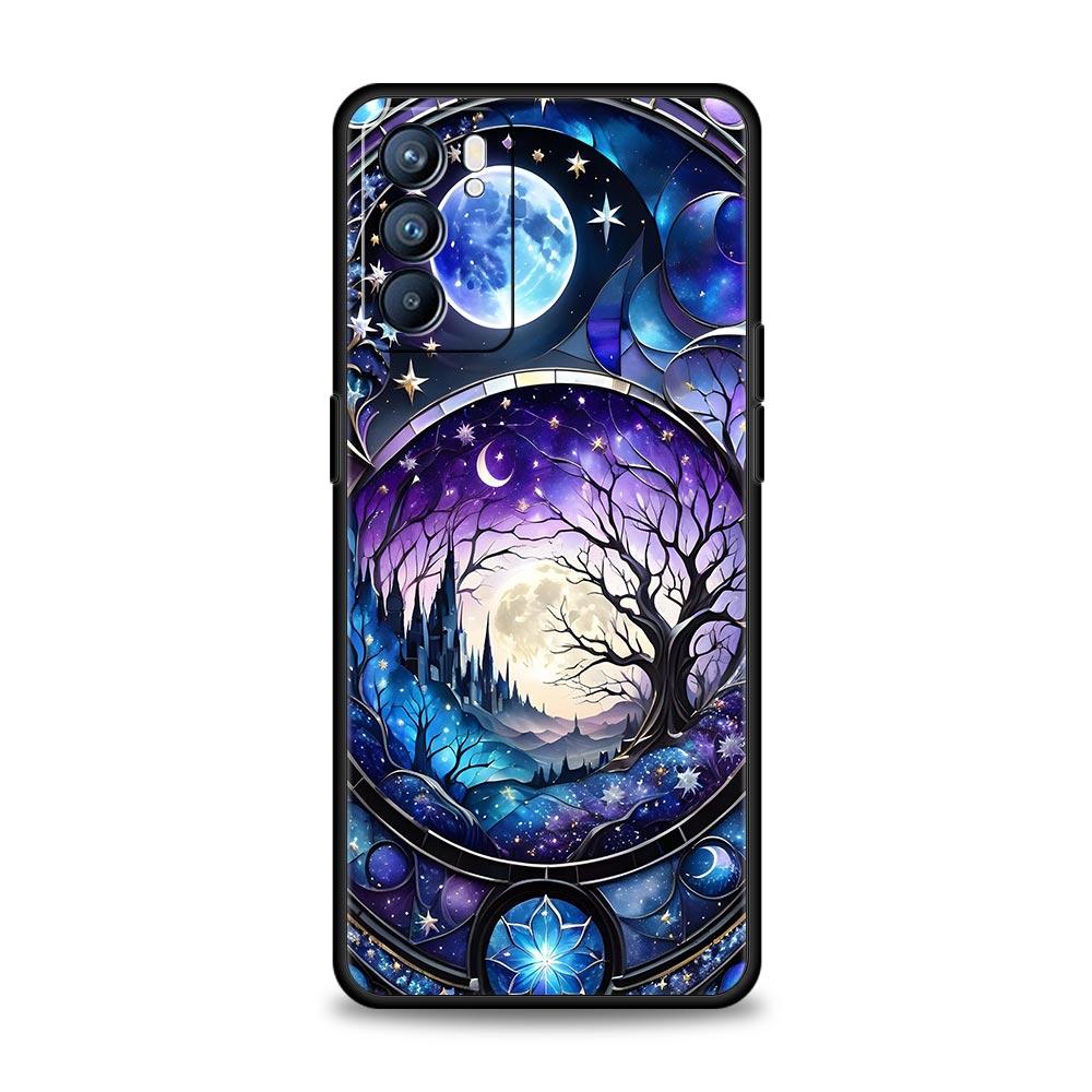 Чехол для телефона Oppo Reno 13 12 11 10 7 F Find X5 X6 A98 A80 A79 A78 A57 A54 A31 A17 Pro со звездным небом и луной, мягкая TPU крышка