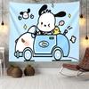 Тканый гобелен с мультяшным персонажем Pochacco для автомобиля Kawaii Sanrio Милый синий настенный подвес для детской спальни комнаты в общежитии